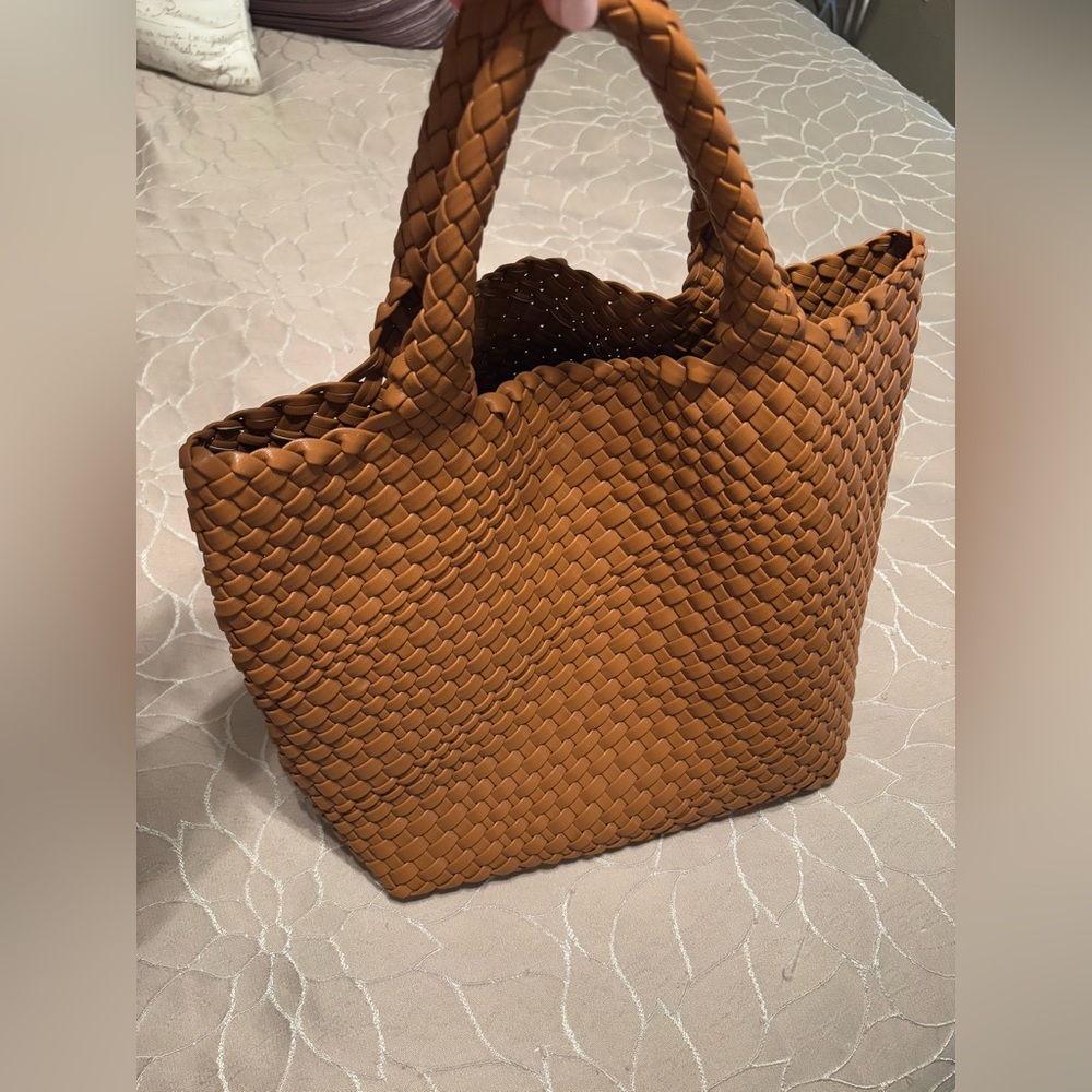 Vegan Leather Woven Tote Bag
